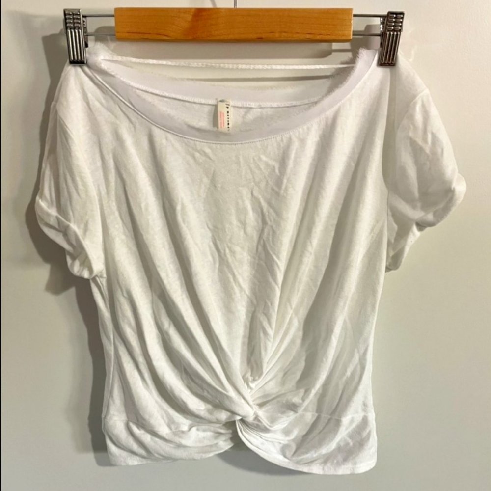 Free People Movement Twisted Front Crop Shirt, White, Size S